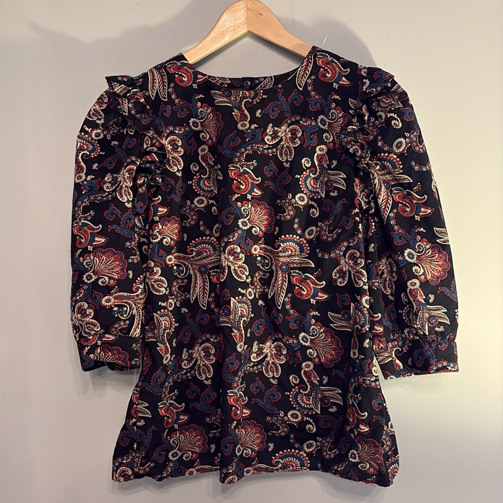 Ba&sh Rym Puff Sleeve Paisley Printed Top Small